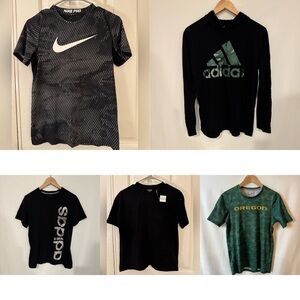 Youth Large Boys Athletic Shirt Bundle - Nike Adidas Oregon - 5 Tees